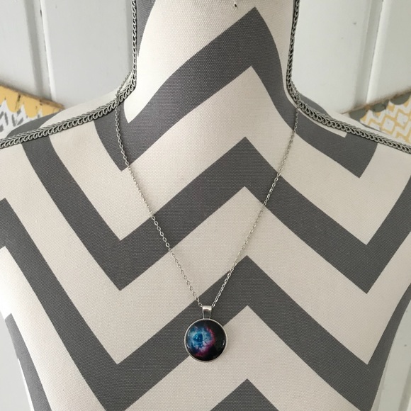 Silver Star Cluster Galaxy Space Necklace - Picture 4 of 7